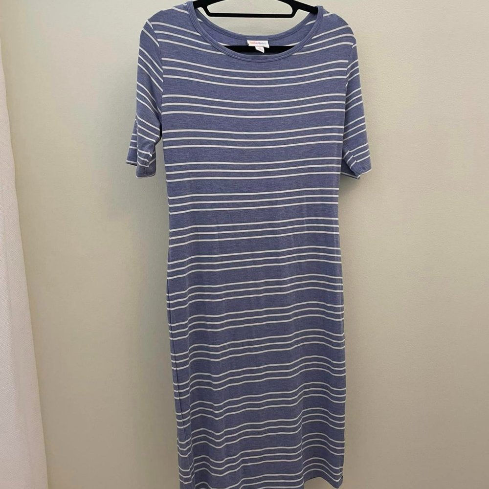 Blue and White Striped LulaRoe Pencil Dress